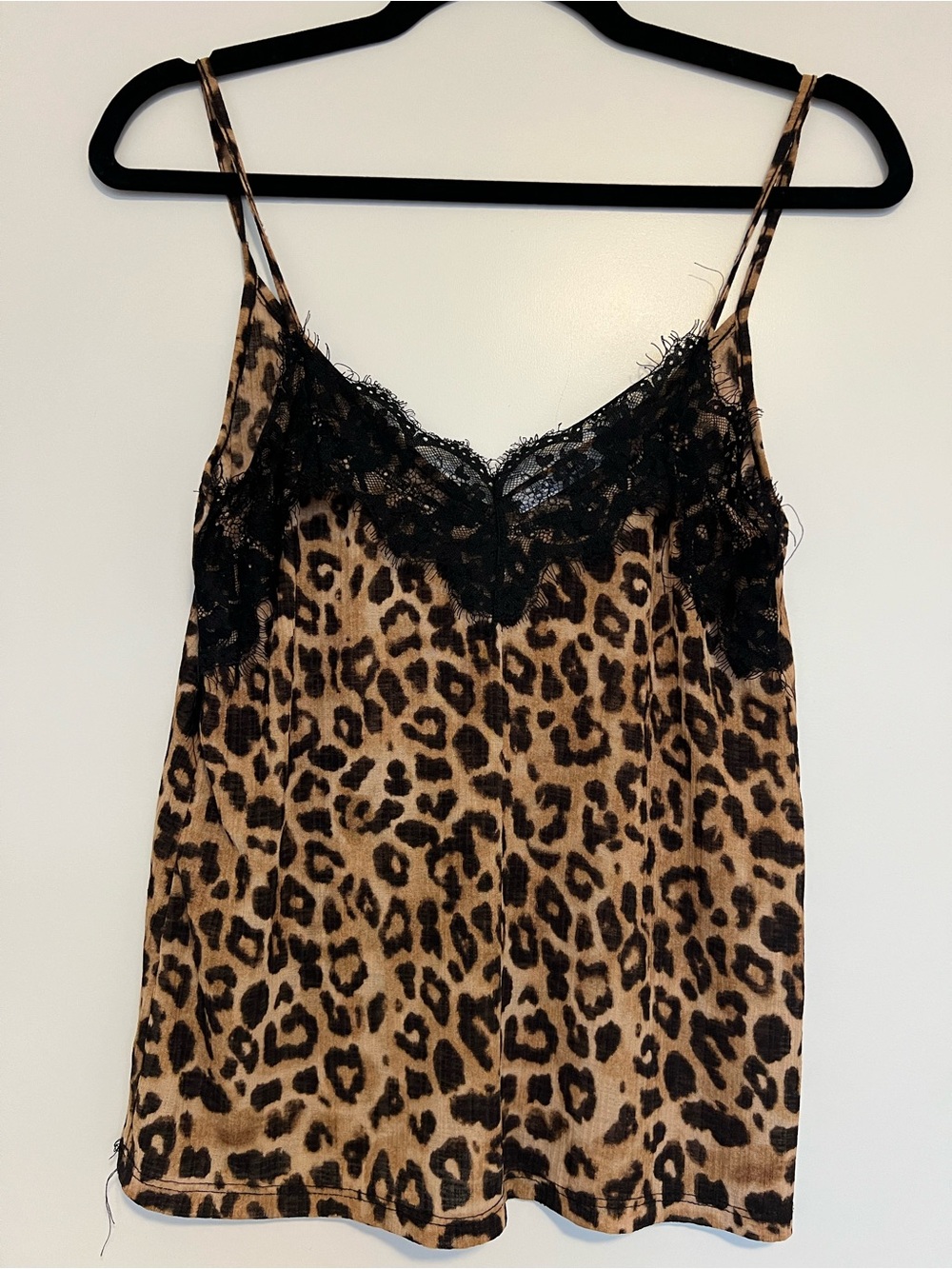 Zara Leopard-Print Lace-Trim Cami — Black & Brown - Picture 3 of 5